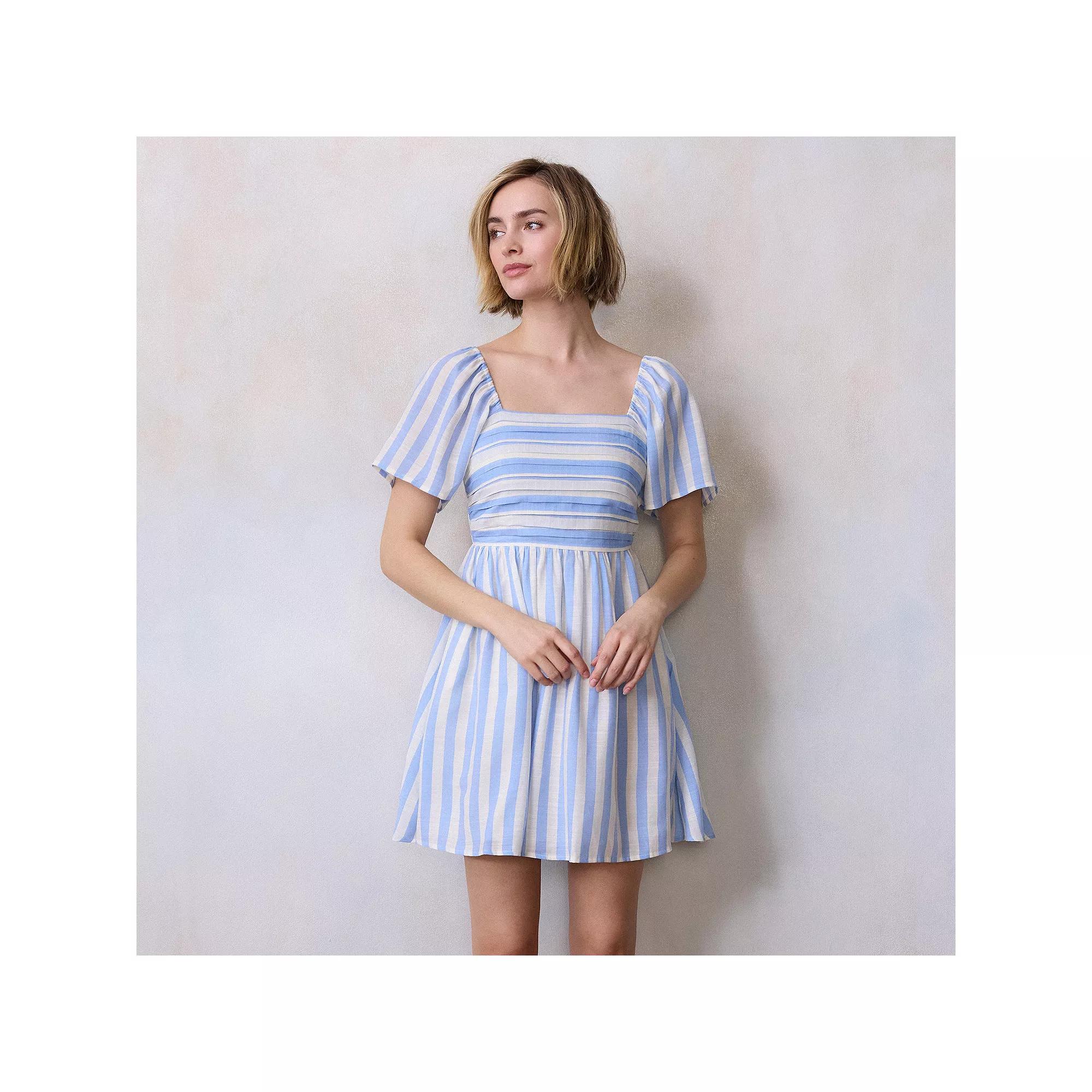 Women's LC Lauren Conrad Pleated Bodice Mini Dress, Size: XS, Chandail Stripe Product Image