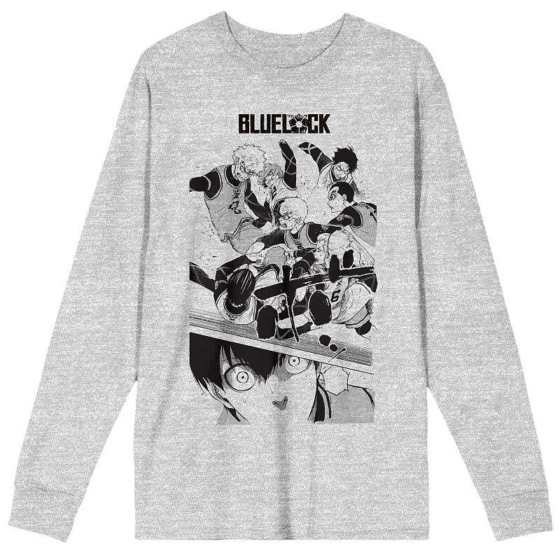 Men's Blue Lock Title Logo Long-Sleeve Graphic Tee, Size: XL, Gray Product Image