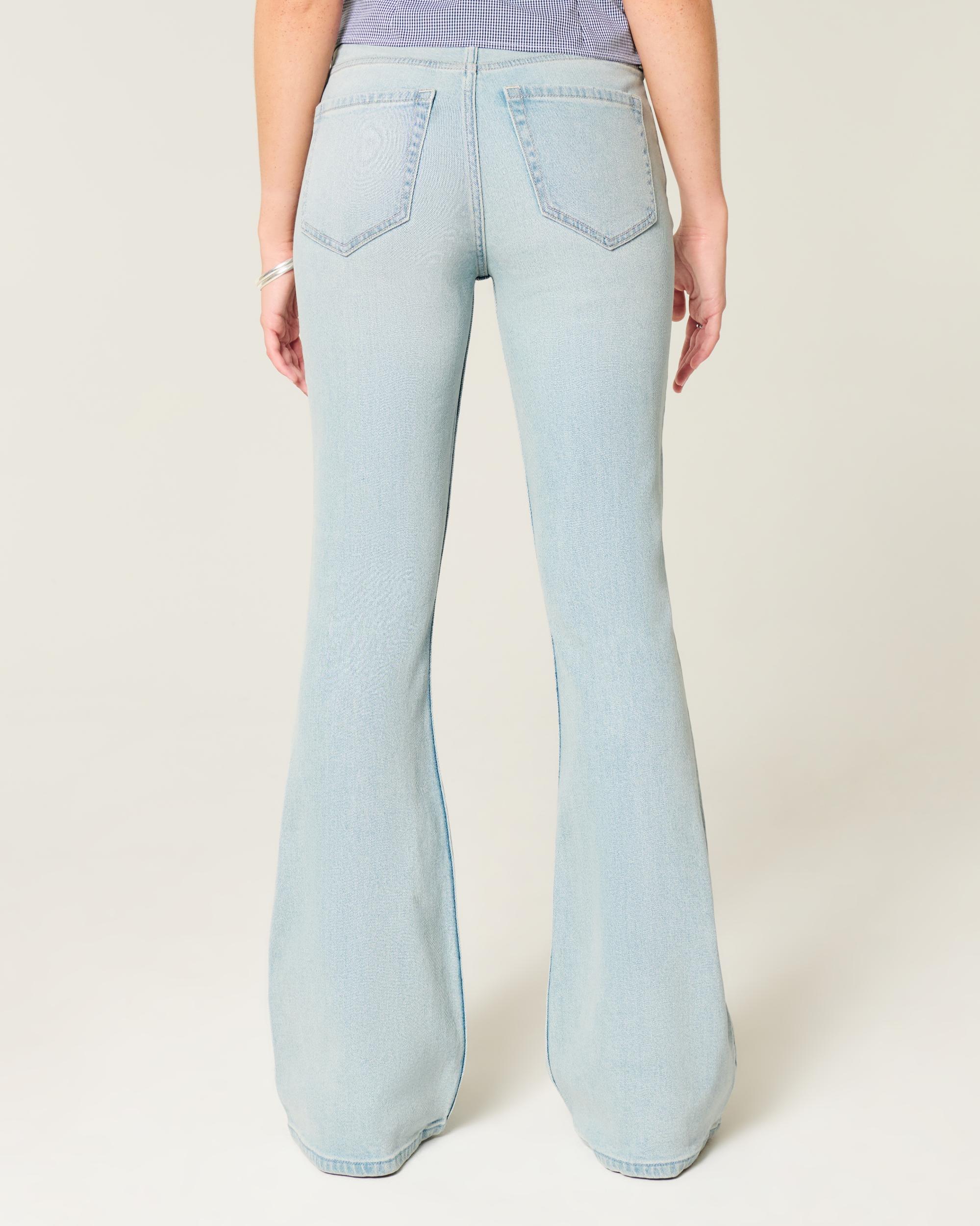 High-Rise Ripped Light Wash Flare Jeans Product Image