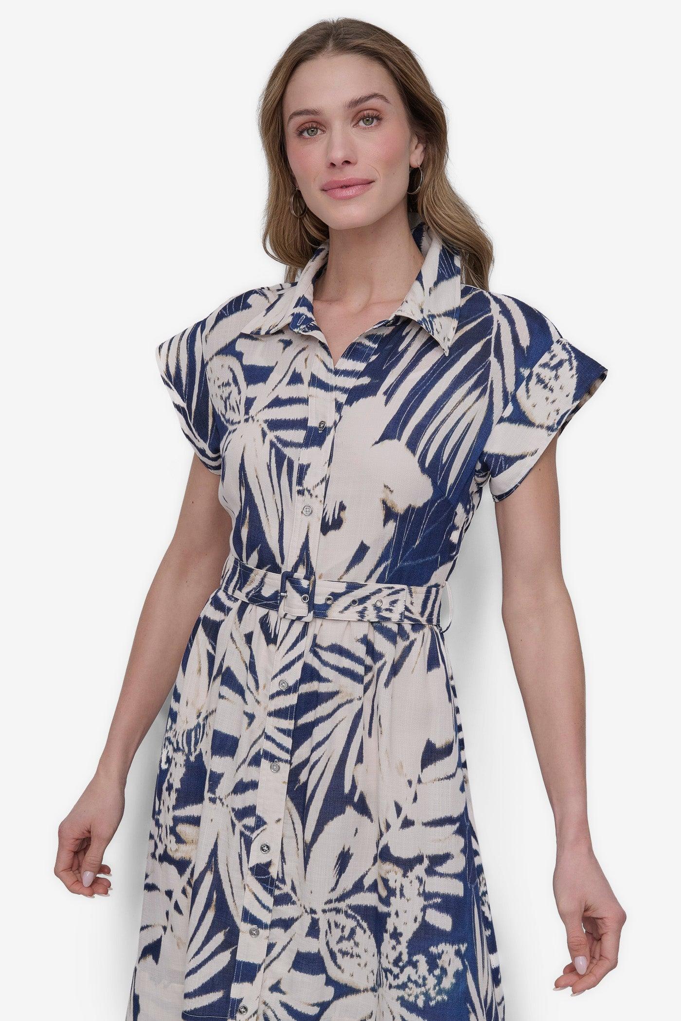 BELTED FLORAL SHIRT DRESS Product Image