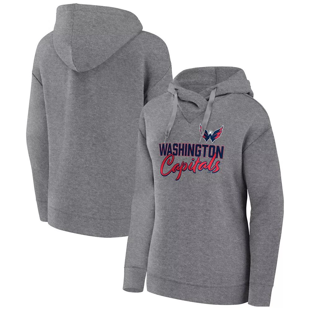Women's Fanatics Branded Heather Gray Washington Capitals Script Favorite Pullover Hoodie,  Product Image