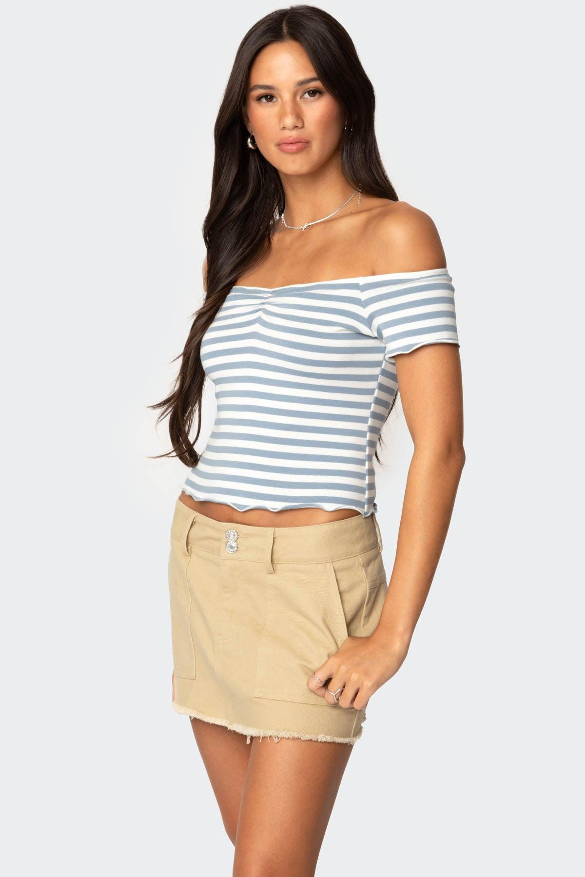 Shara Striped Off Shoulder Top Product Image