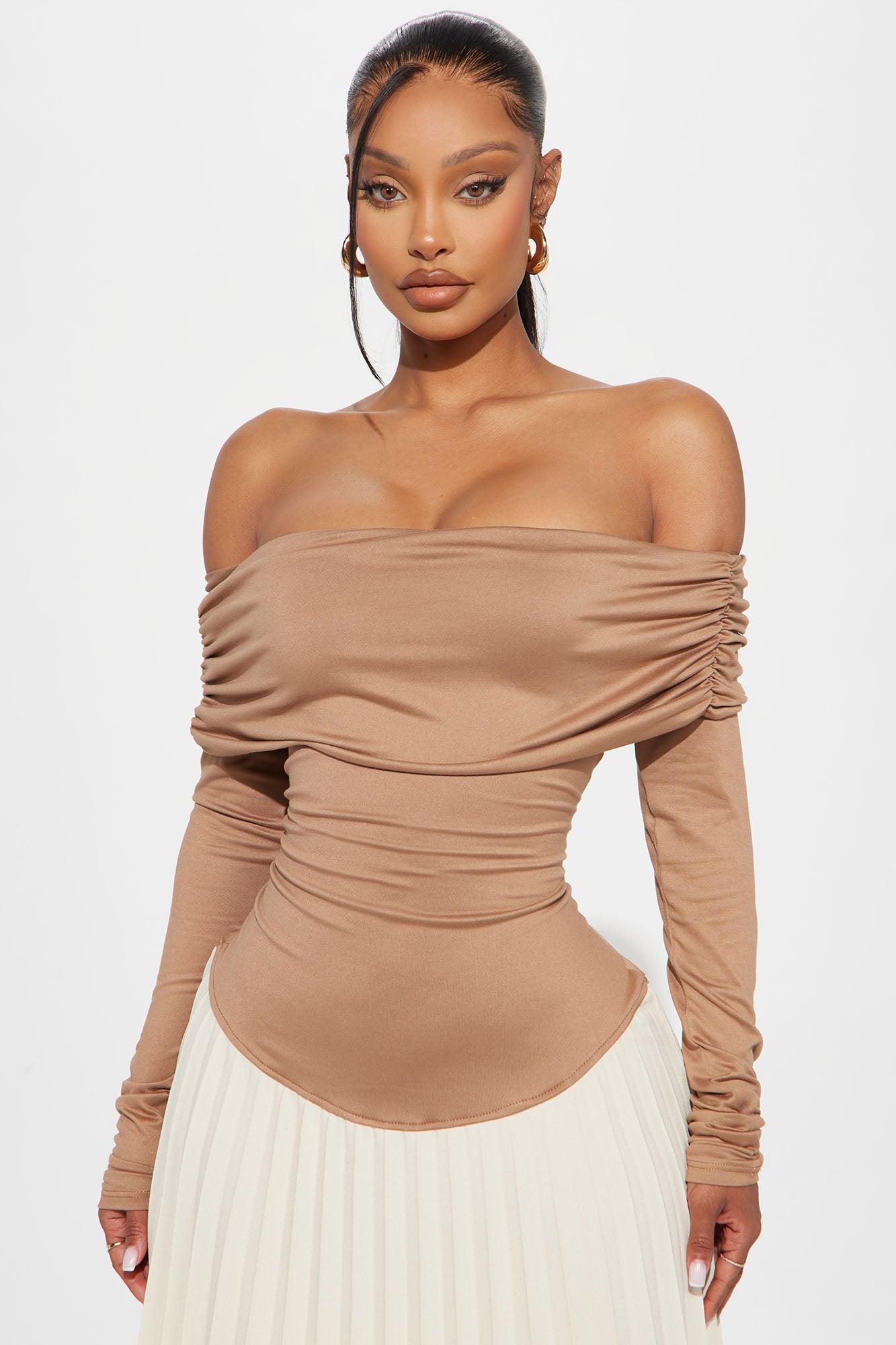 Claire Pleated Maxi Dress - Camel/combo Product Image