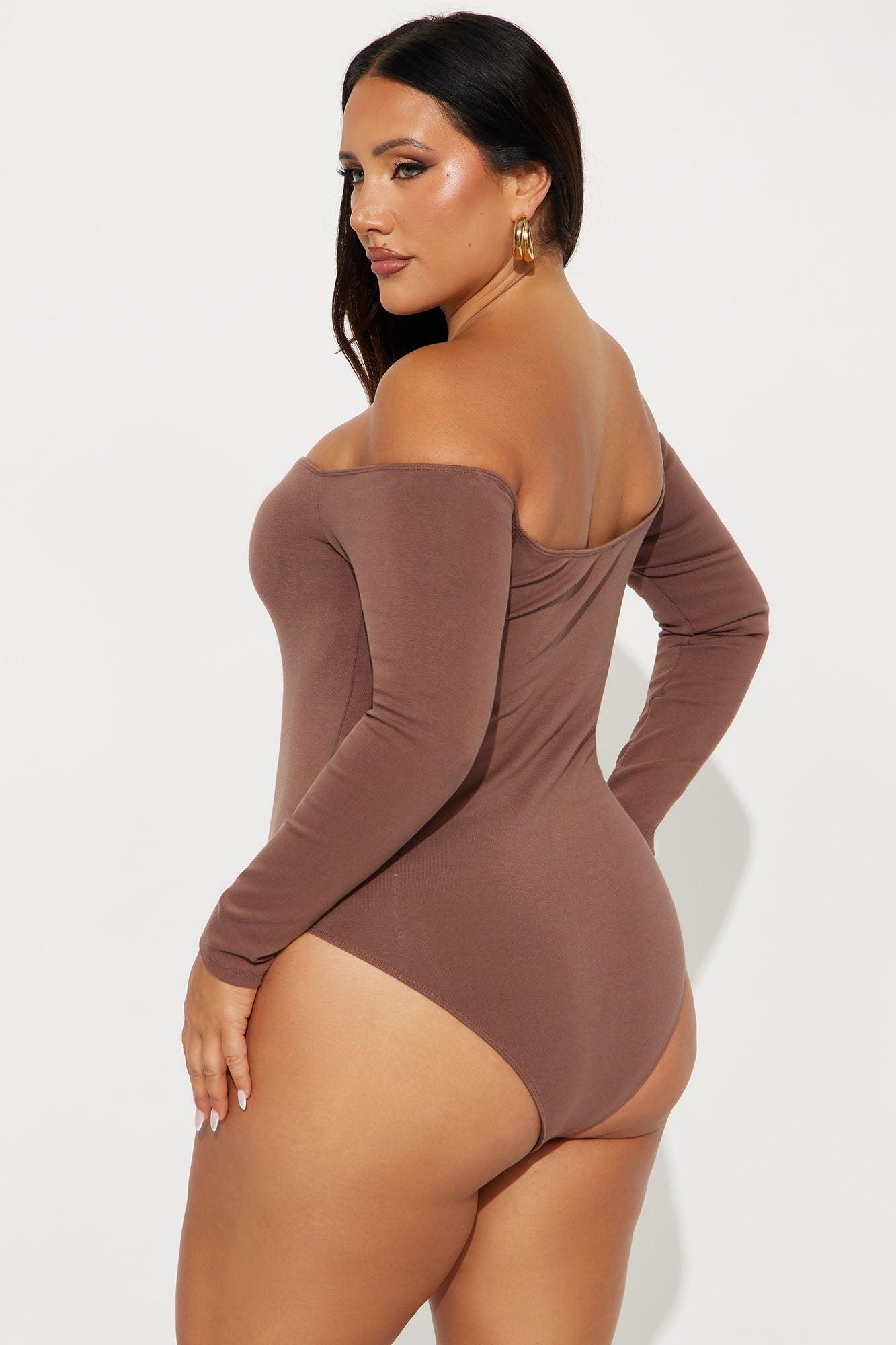 Kelly  Off Shoulder Bodysuit - Mocha Female Product Image