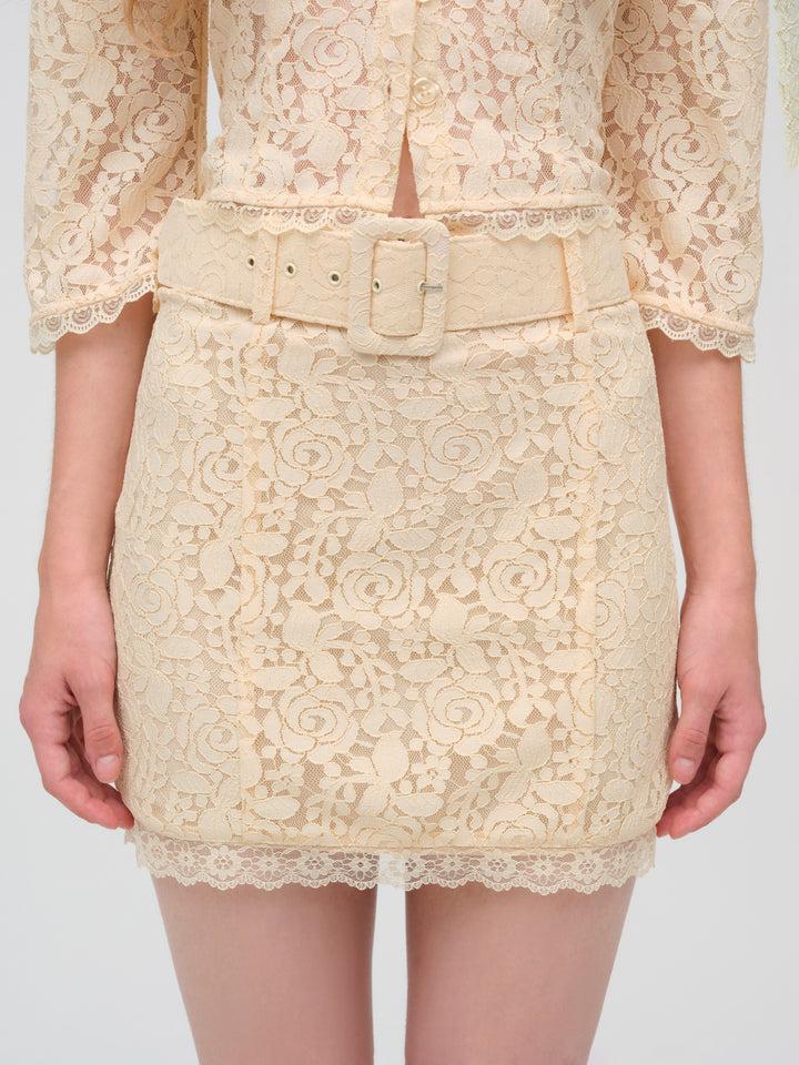 Lucy Lace Mini Skirt — Buttercream Product Image