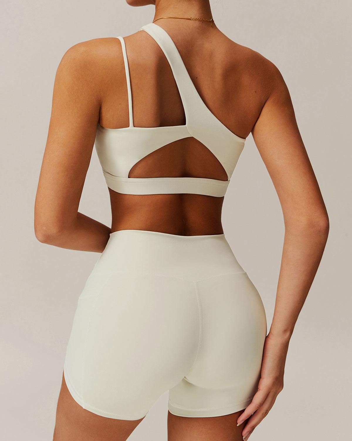 Green Cropped One Shoulder Yoga Cami Top - Light Support Product Image