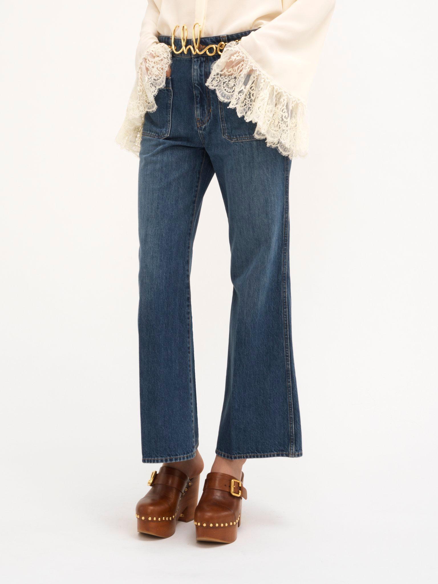 Cropped bootcut jeans in denim Product Image