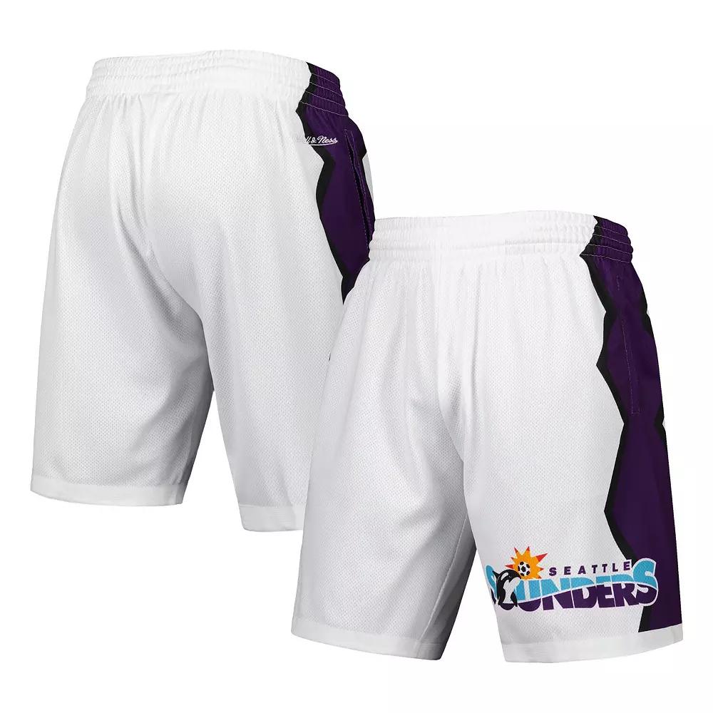 Men's Mitchell & Ness White Seattle Sounders FC Swingman Shorts, Size: Medium Product Image