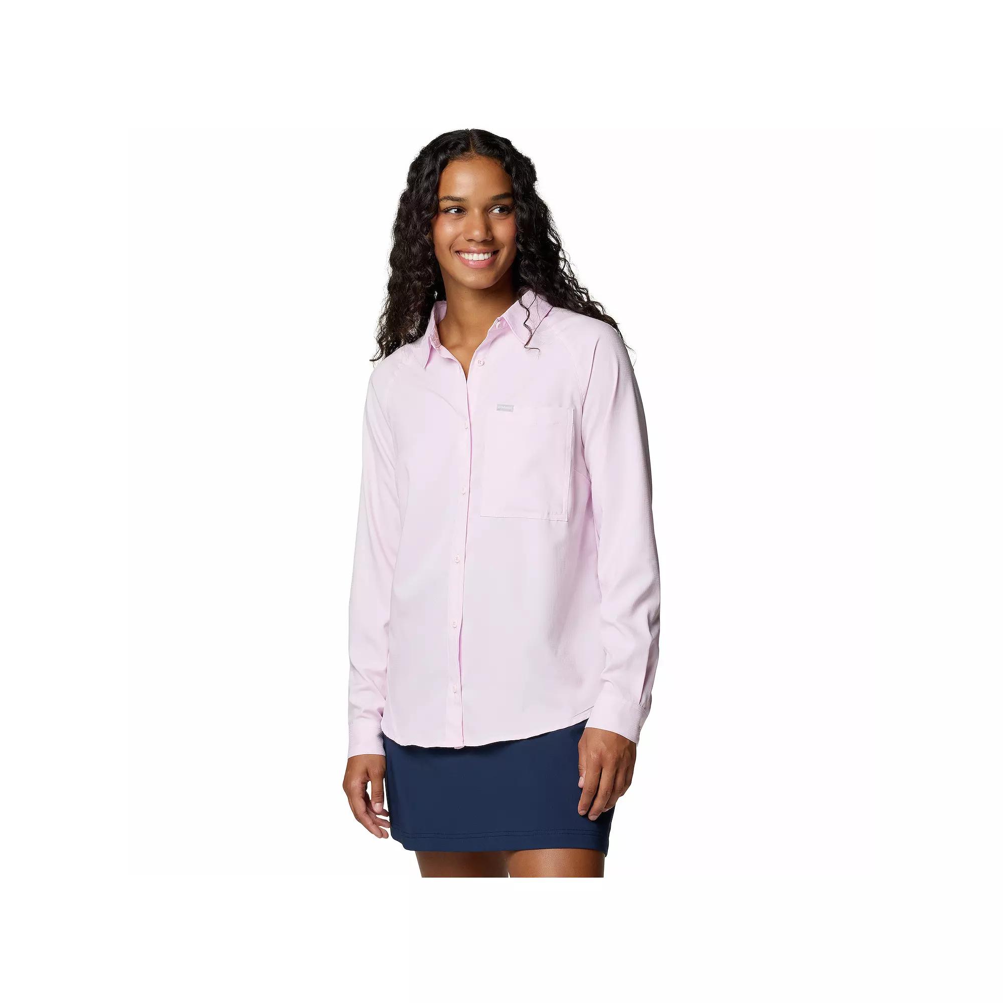 Women's Columbia Anytime Lite™ Long-Sleeve Shirt, Size: XL, Pink Dawn Product Image