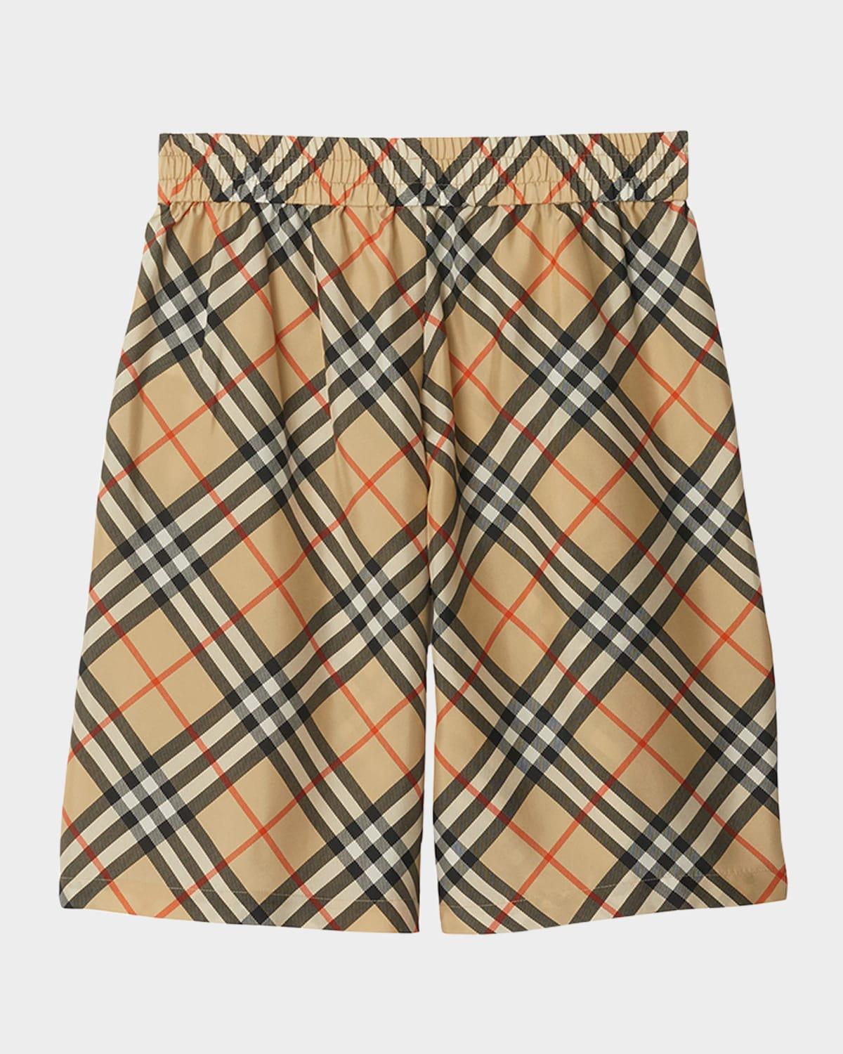 Mens Check Silk Shorts Product Image