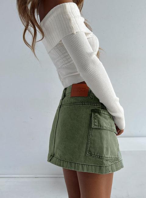 Zakai Cargo Denim Mini Skirt Green Product Image