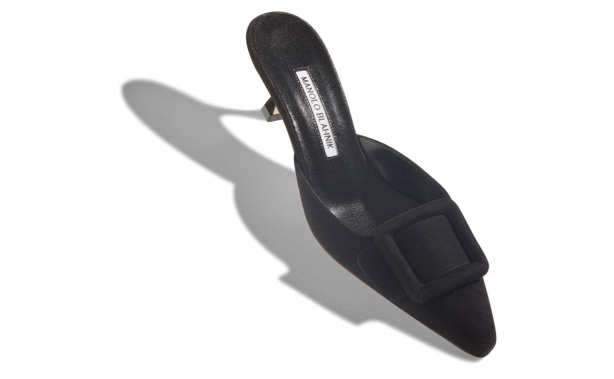 MAYSALE Black Suede Kitten Heel Mules Product Image