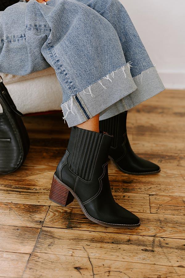 The Oaklynn Faux Leather Boot in Black Product Image