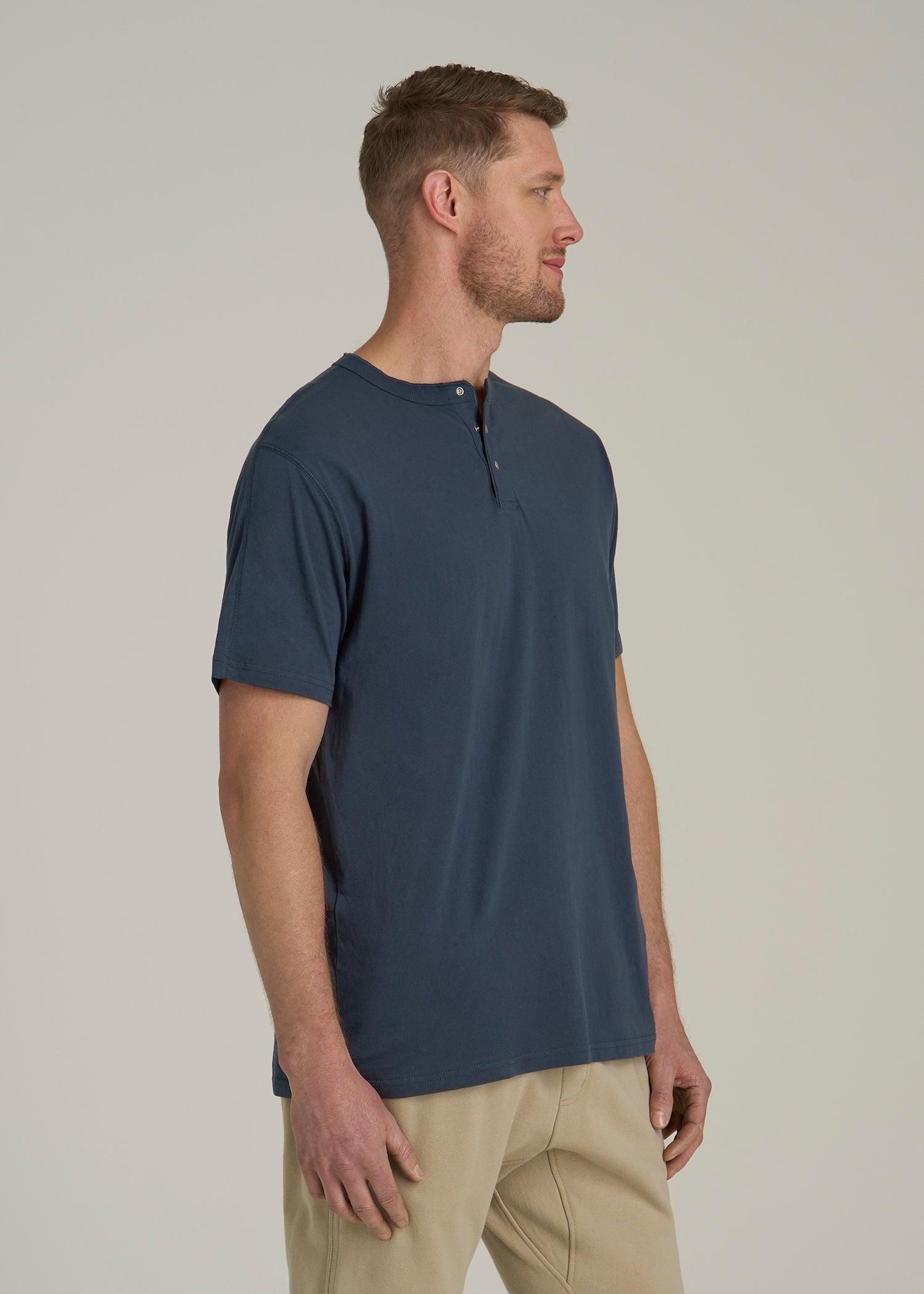 LJ&S REGULAR-FIT Jersey Henley Tee for Tall Men in Vintage Moss Green Male Product Image