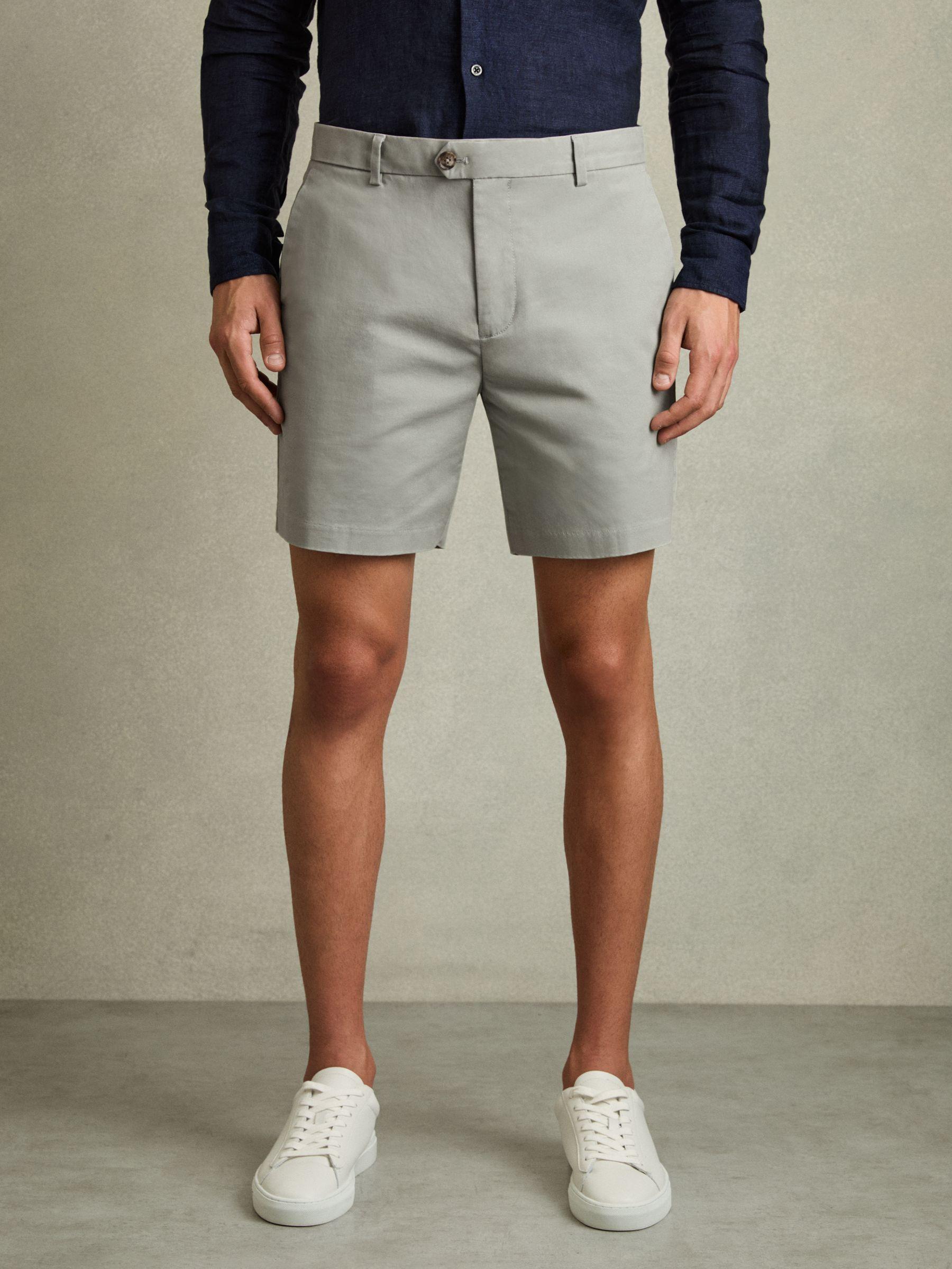 Modern Fit Cotton Blend Chino Shorts in Soft Sage Product Image