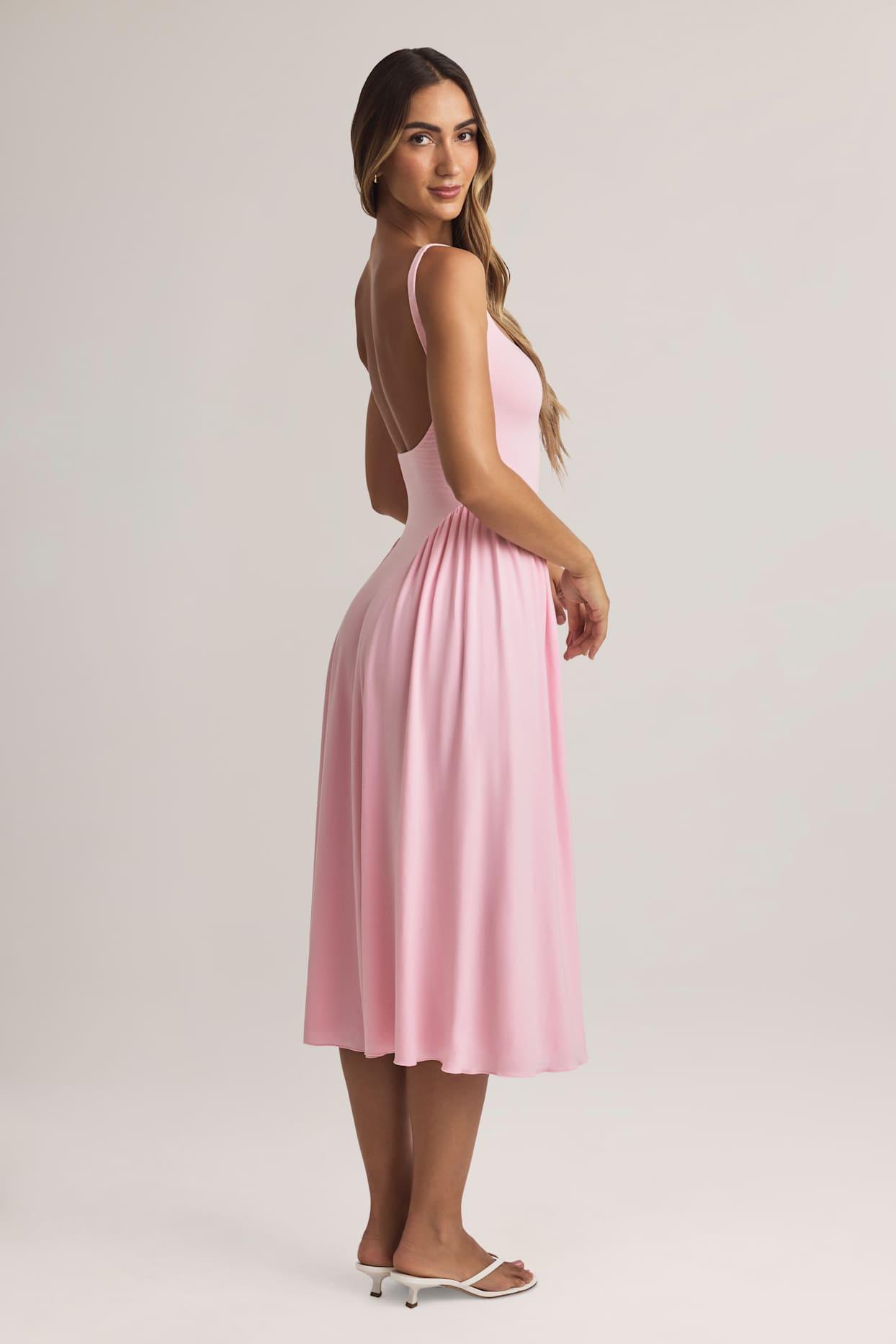 Modal A-Line Midaxi Dress in Pastel Pink Product Image