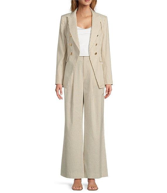 Antonio Melani Melinda Coordinating Stripe Linen Blend Straight Leg Pants Product Image