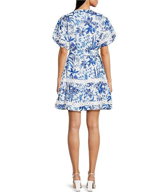 J.Marie Hayden Button Up Puff Sleeve Tiered Tie A-Line Dress Product Image