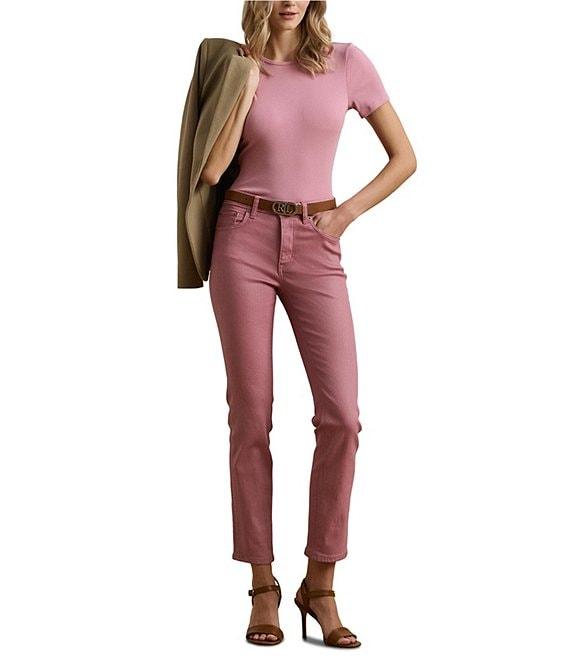 Lauren Ralph Lauren Stretch Knit Crew Neck Short Sleeve Tee Product Image