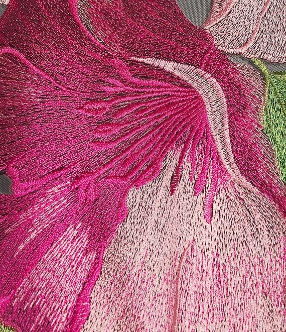 Caroline Rose Abundant Blooms Embroidered Mesh 3/4 Sleeve Open-Front Jacket Product Image