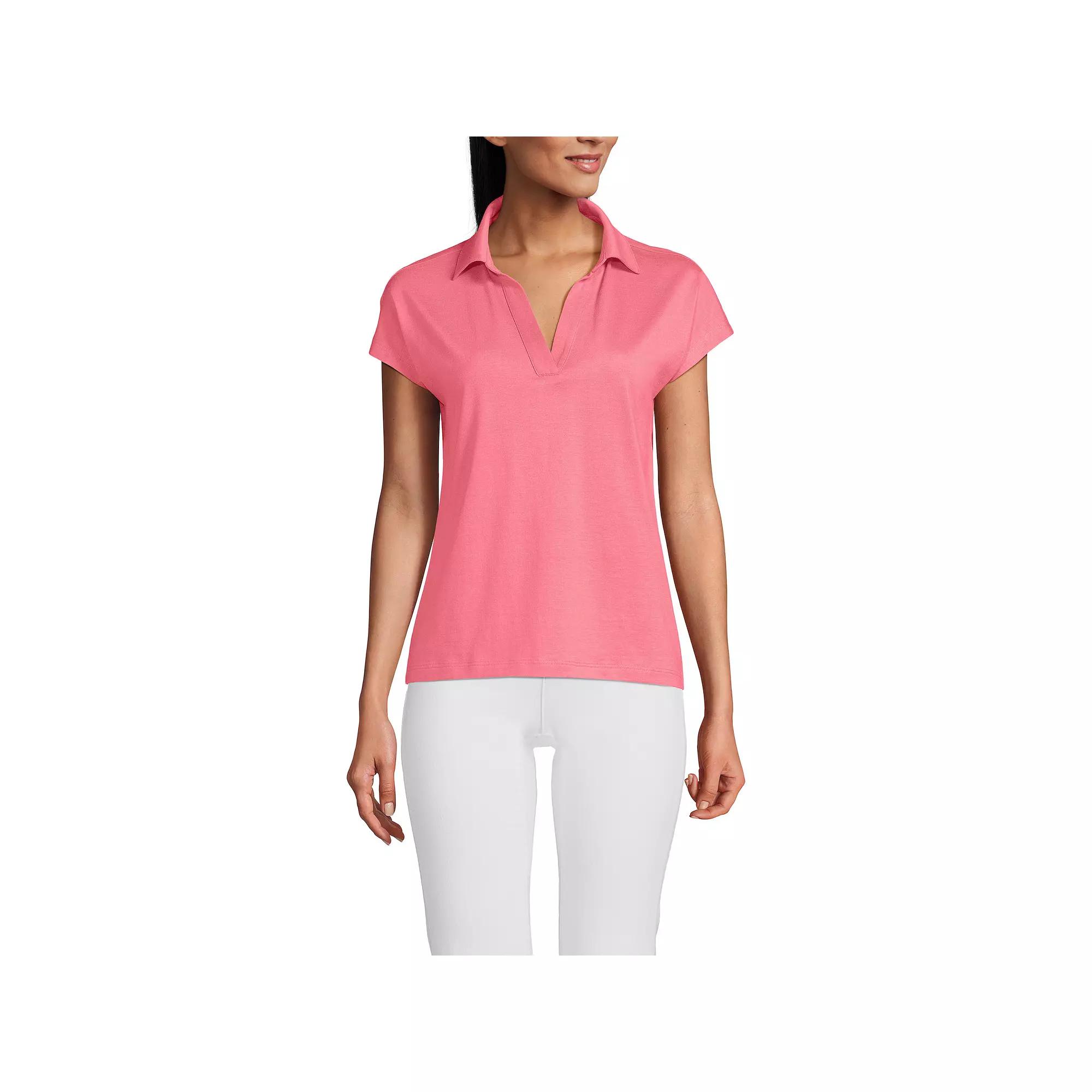 Women's Lands' End Johnny Collar Short Sleeve Polo,  Product Image