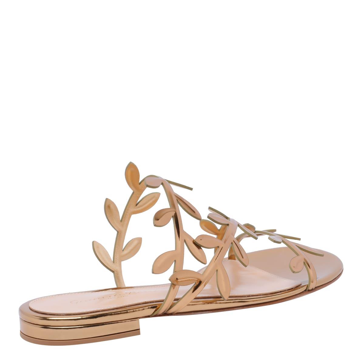 GIANVITO ROSSI Flavia Metallic Leather Sandals In Mekong Product Image