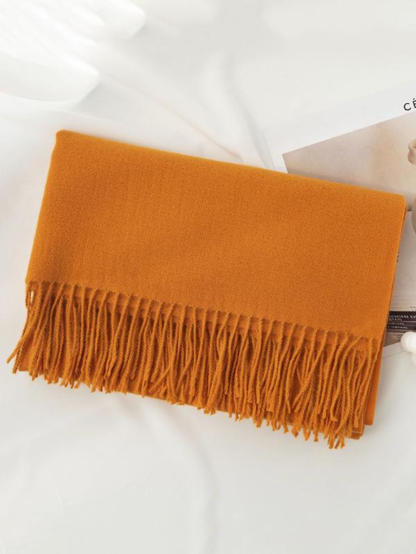 Keep Warm Solid Color Tasseled Shawl&Scarf Product Image