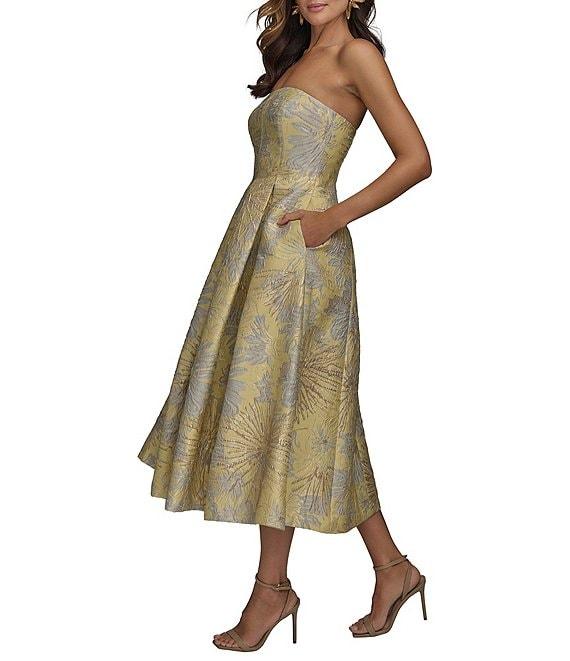 Donna Karan Strapless Floral Print A-Line Dress Product Image