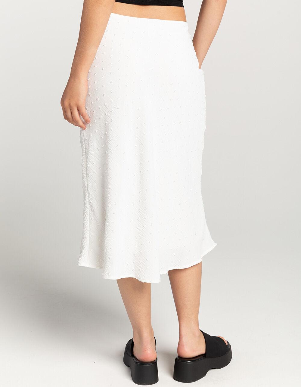 RSQ Mid Rise Clip Dot Womens Midi Skirt - WHITE Product Image