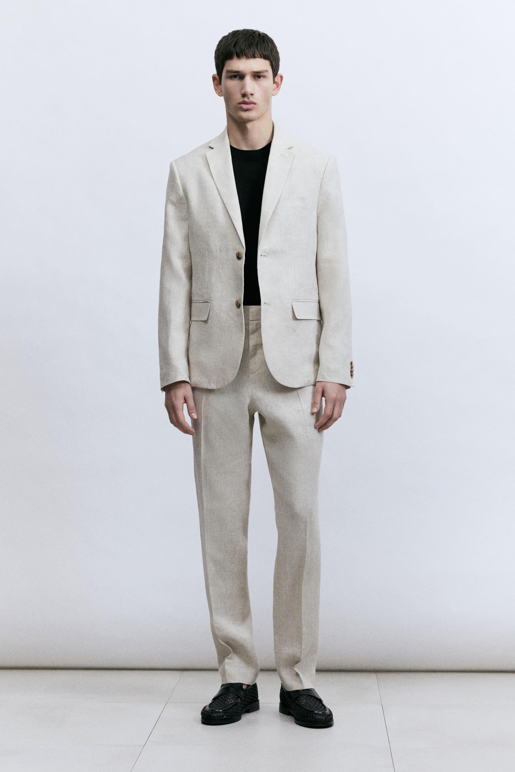 Slim-Fit Linen Suit Pants Product Image