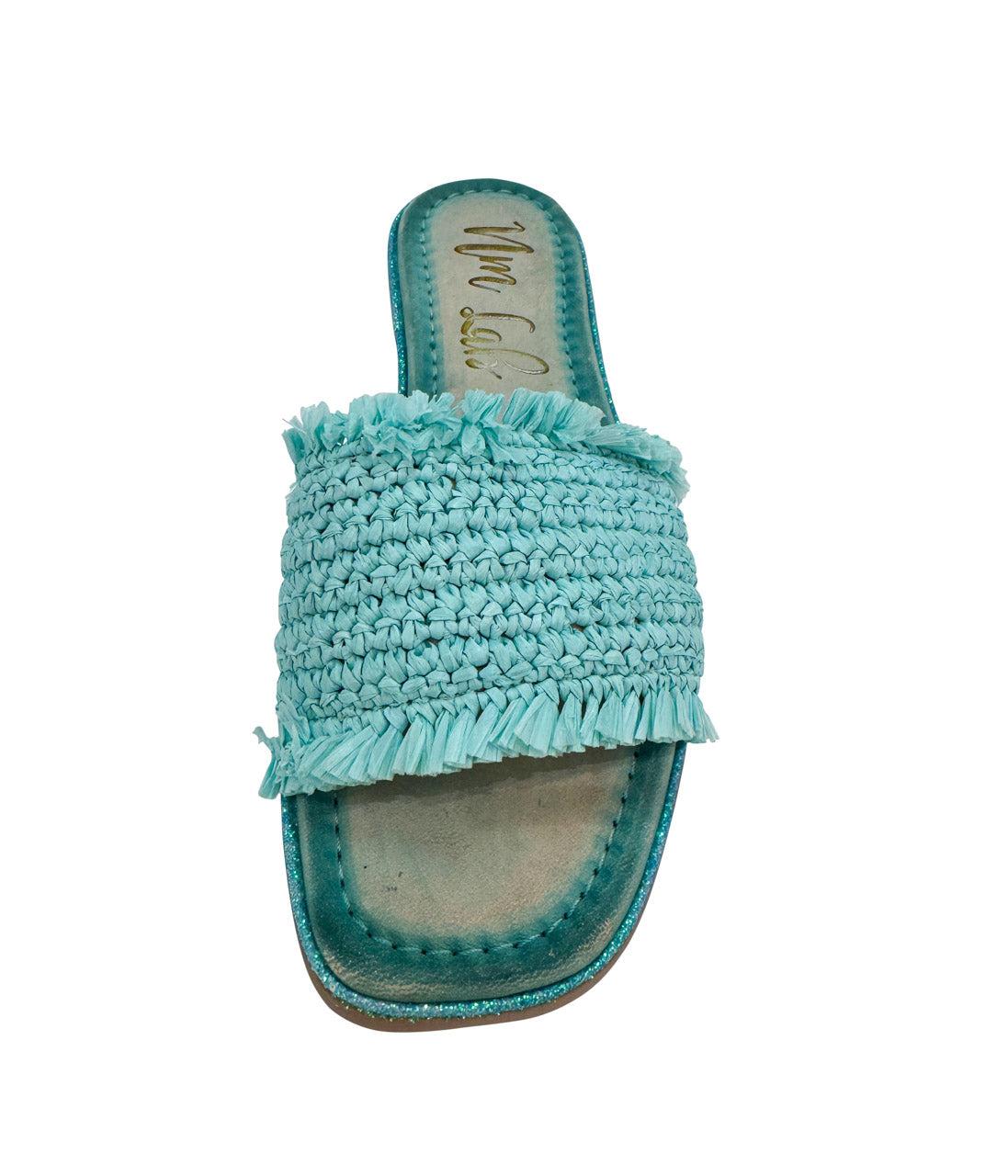 Juana Woven Sandals in Aqua Blue Product Image