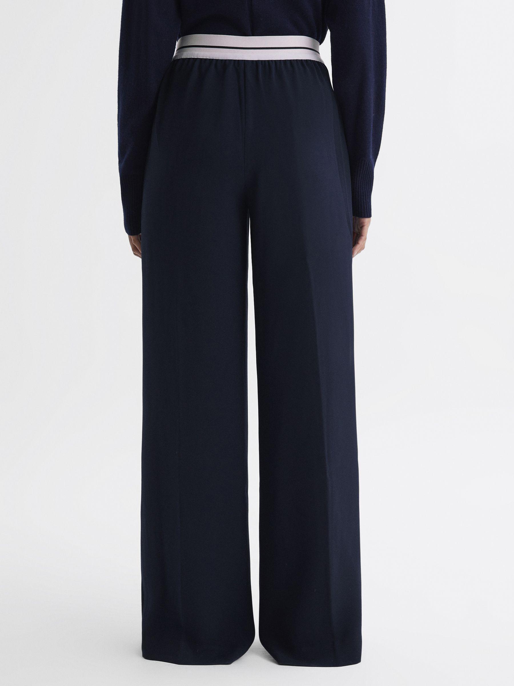 Petite Wide Leg Elasticated Trousers in Navy Product Image