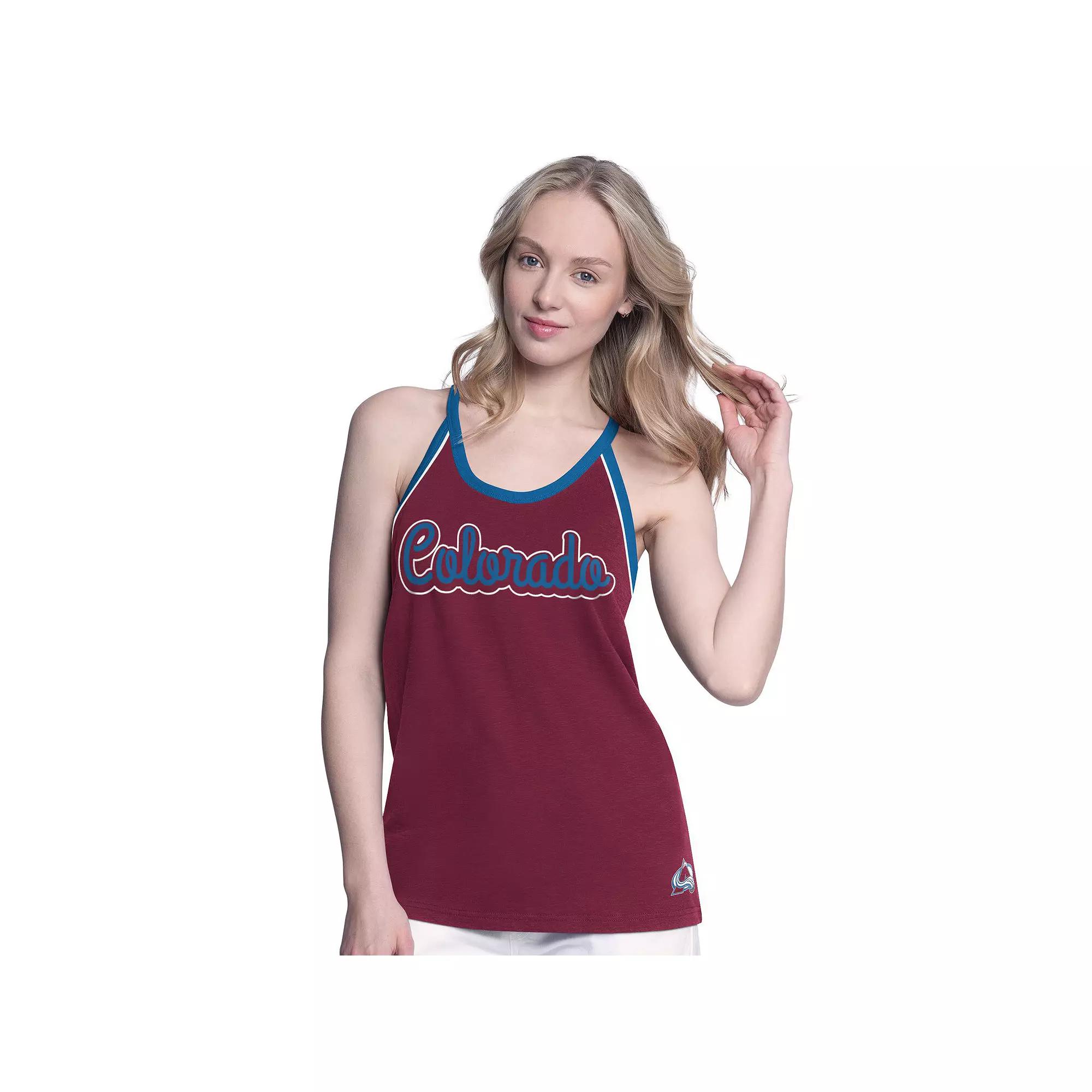 Women's G-III 4Her by Carl Banks Burgundy Colorado Avalanche Curveball Racerback Tank Top,  Product Image