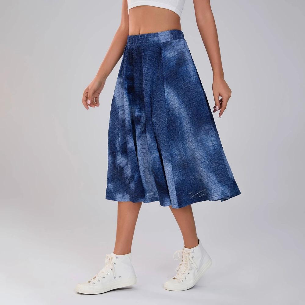 Womens Tie-Dye A-Line Midi Skirt - Wild Fable Navy Blue Product Image
