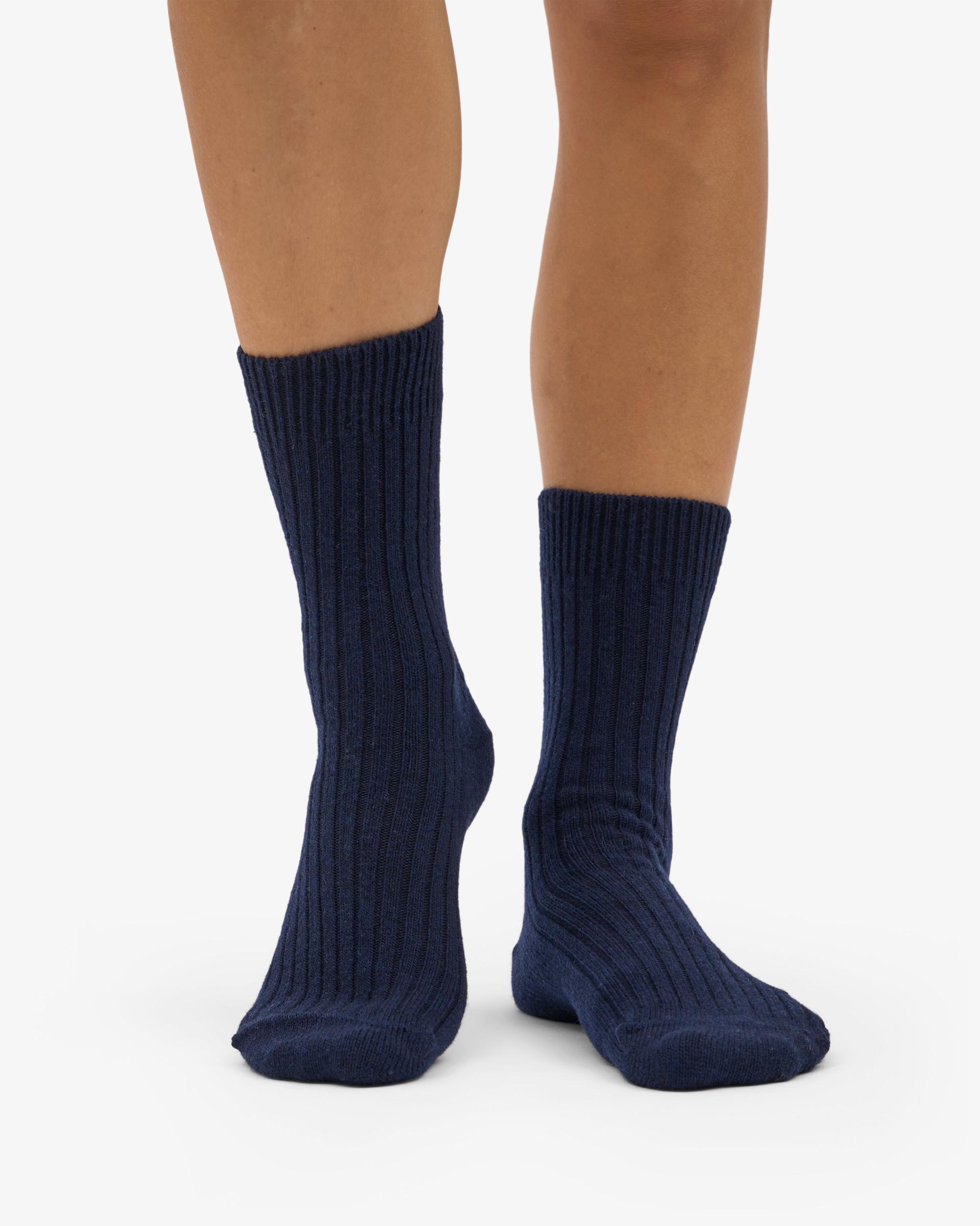 Merino Wool Blend Sock - Navy Blue Product Image