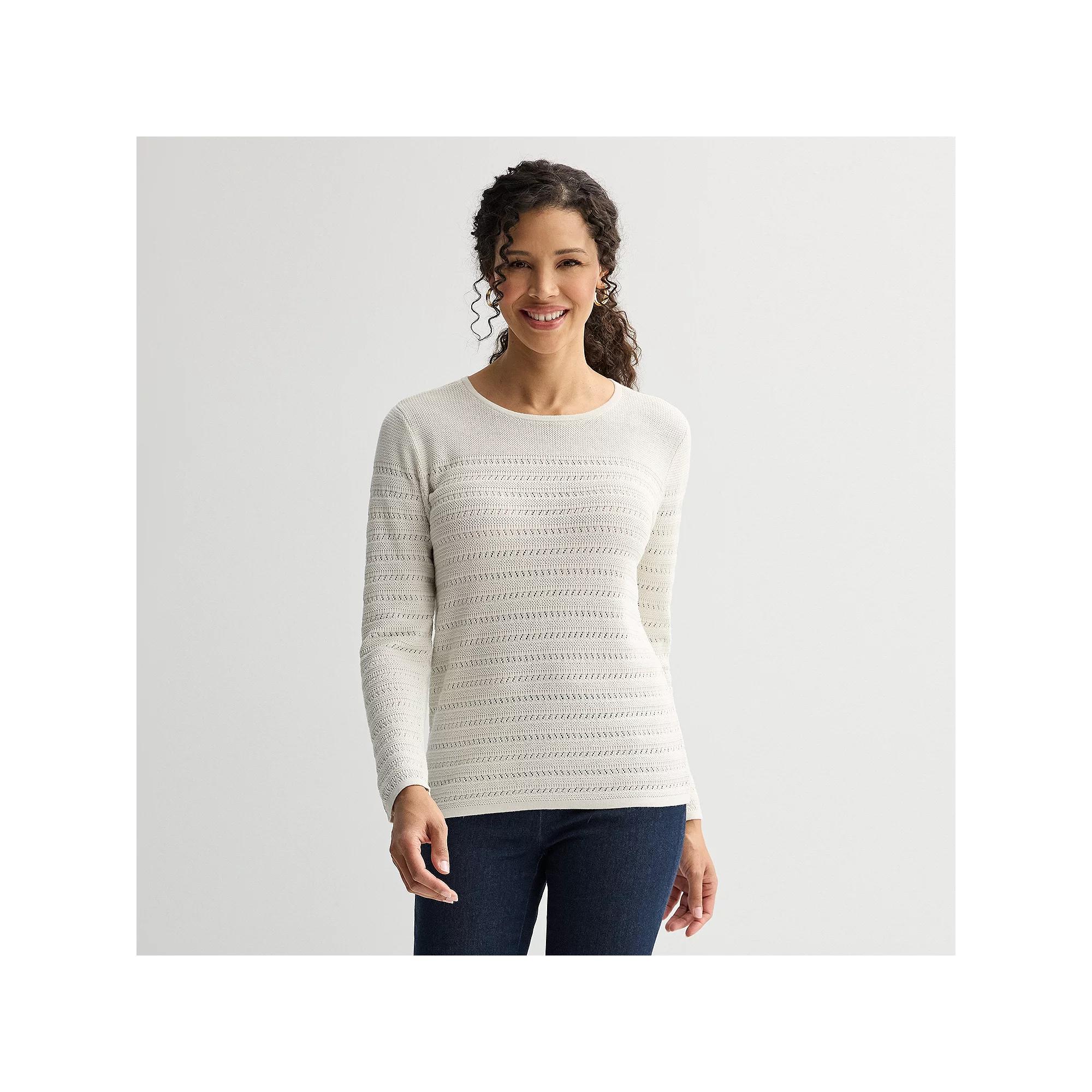 Women's Croft & Barrow® Crewneck Yoke Textured Pullover Sweater, Size: XL, Red Wind Product Image