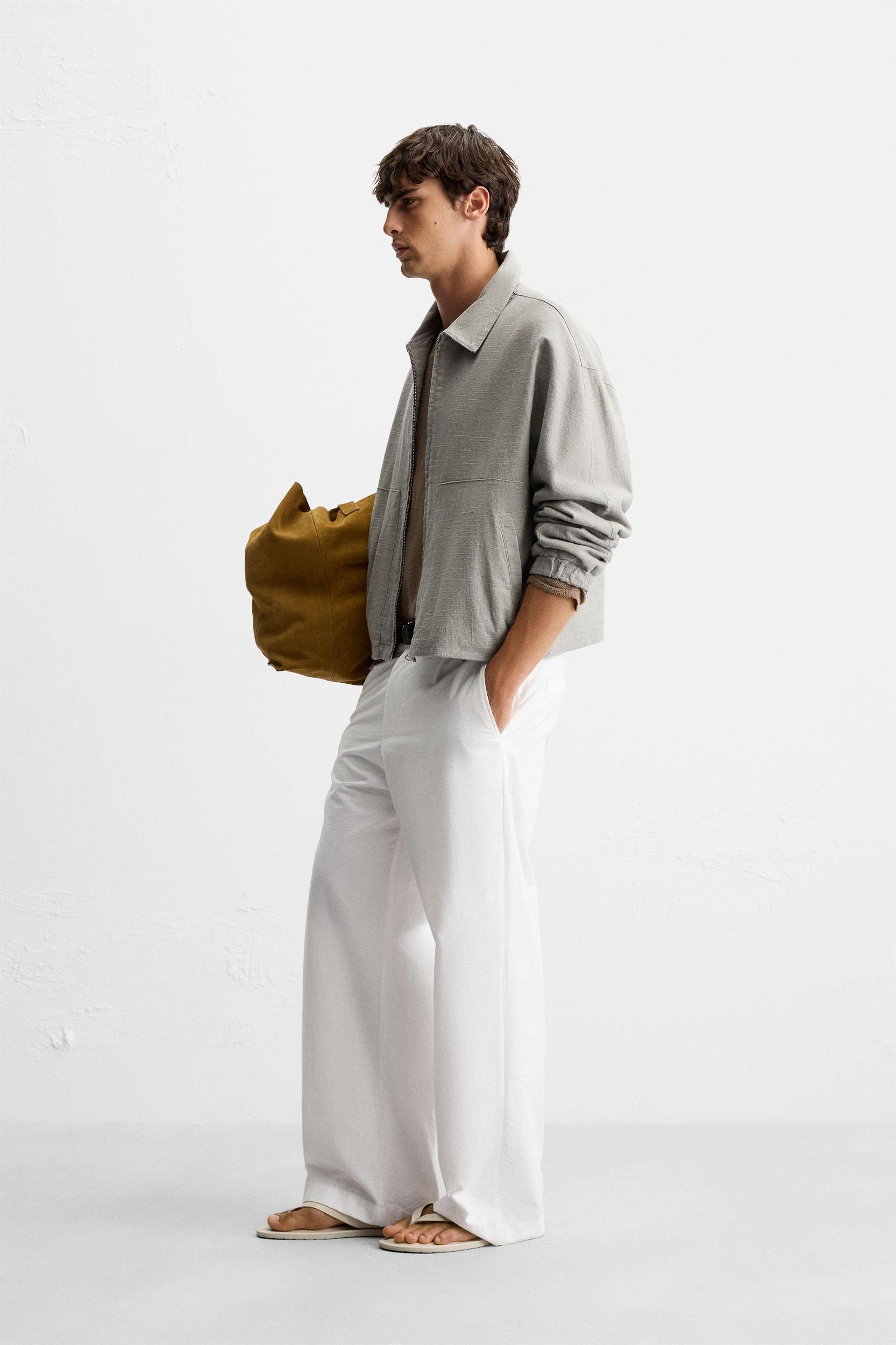 LINEN-COTTON TEXTURED JACKET Product Image