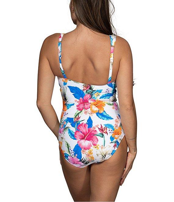 Jantzen Lanai Surplice Neck Tummy Control Shirred One Piece Swimsuit Product Image