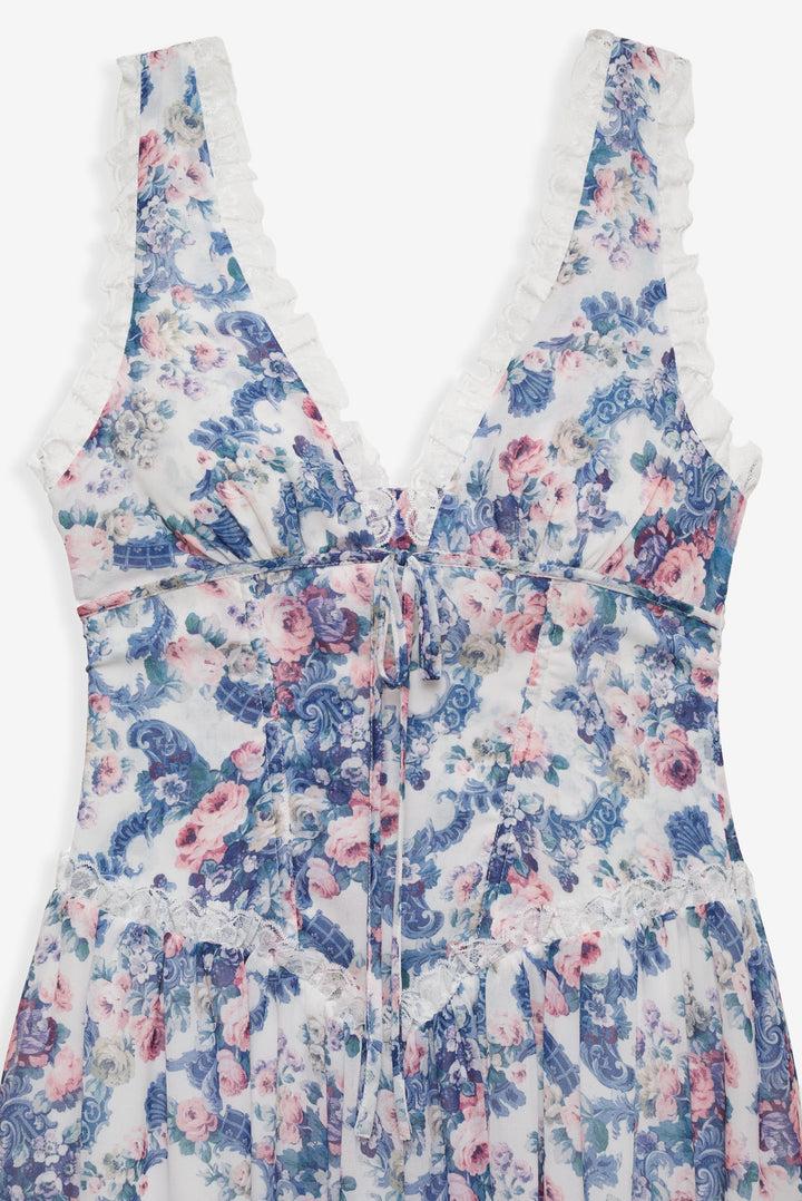Audrey Floral Maxi Dress — Blue Product Image