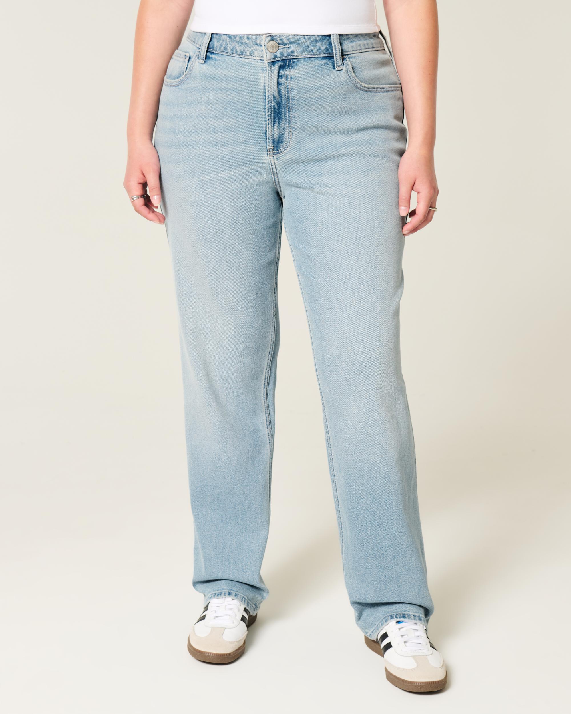 High-Rise Light Wash Straight Jeans Product Image