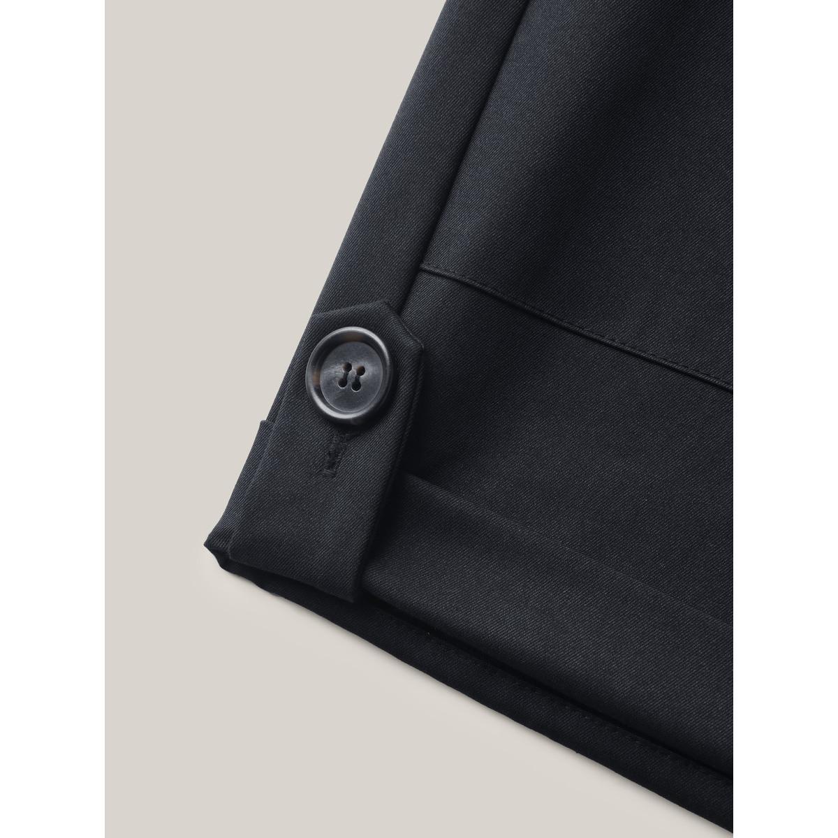 Plus Size Rolled Hem Straight-Leg Drawstring Shorts Women Black Casual Roll Hem Straight Leg Casual Shorts BloomChic 10/M Product Image