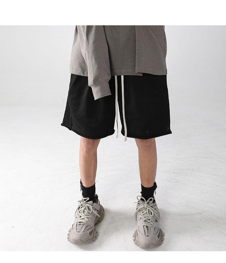 Drawstring Waist Plain Shorts Product Image