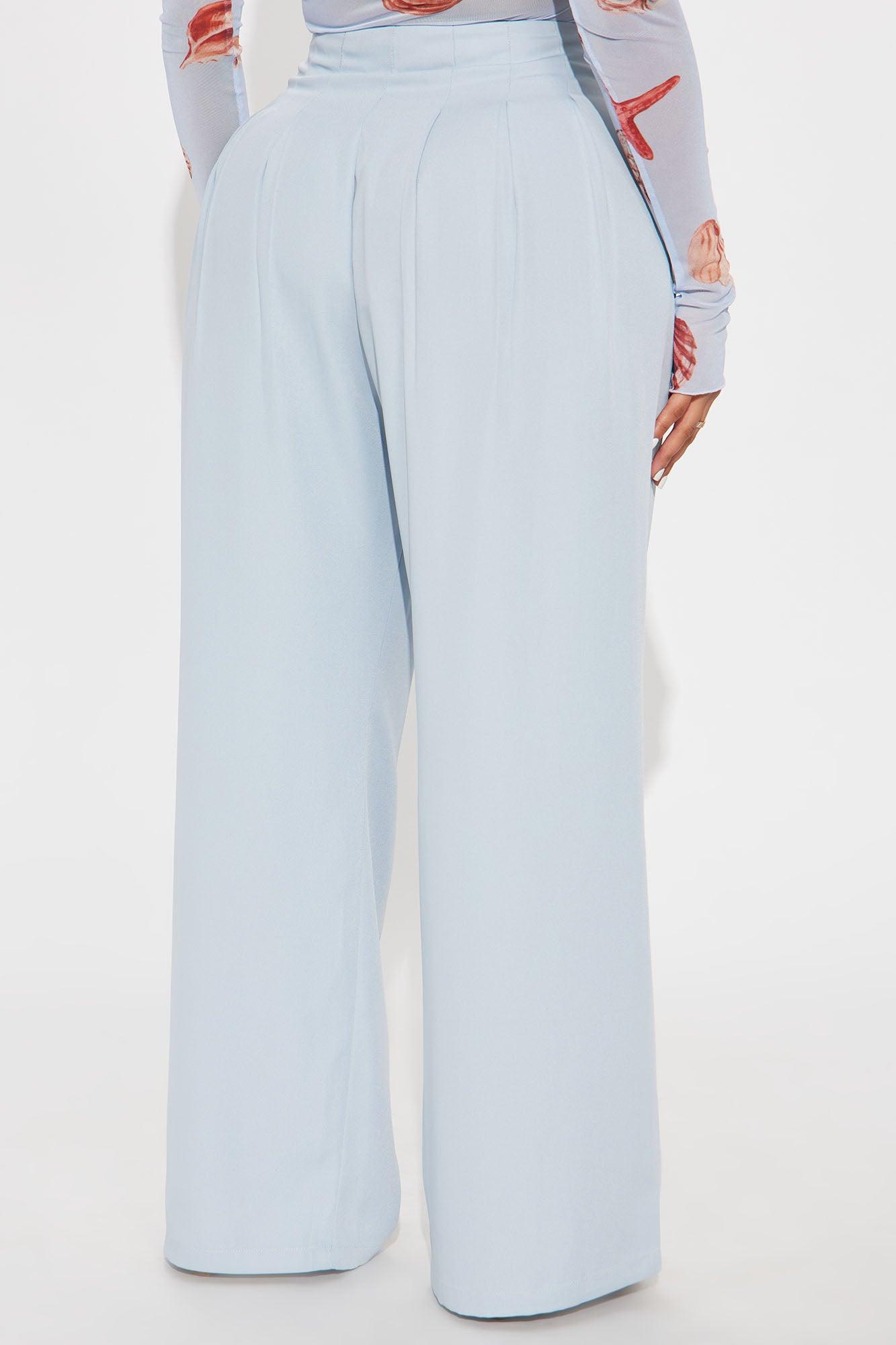 Kim Pleated Trouser - Light Blue Product Image