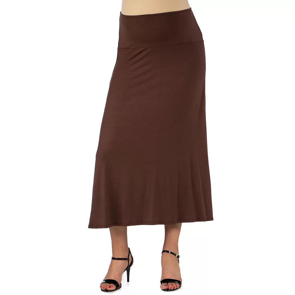 Maternity 24Seven Comfort Apparel Elastic Waist Maxi Skirt, Women's, Size: Small-Mat, Brown Product Image