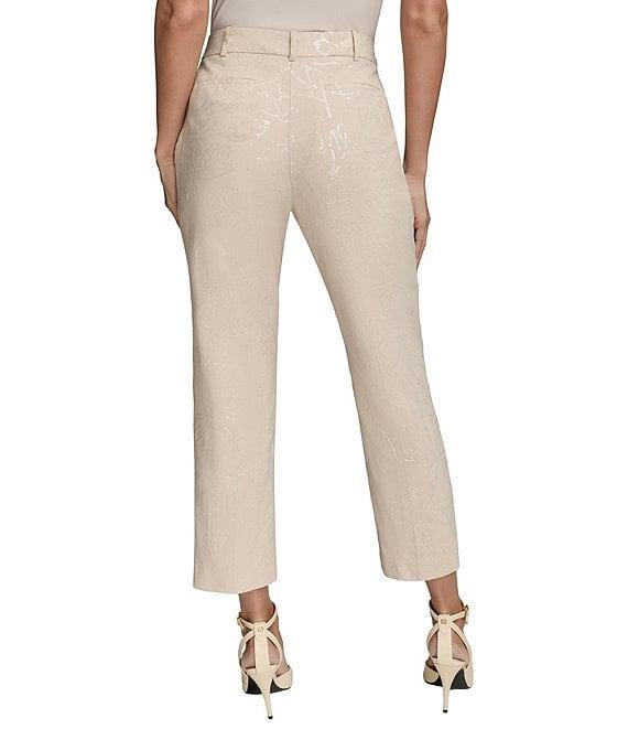 Donna Karan Linen Blend Embellished Straight Leg Pants Product Image