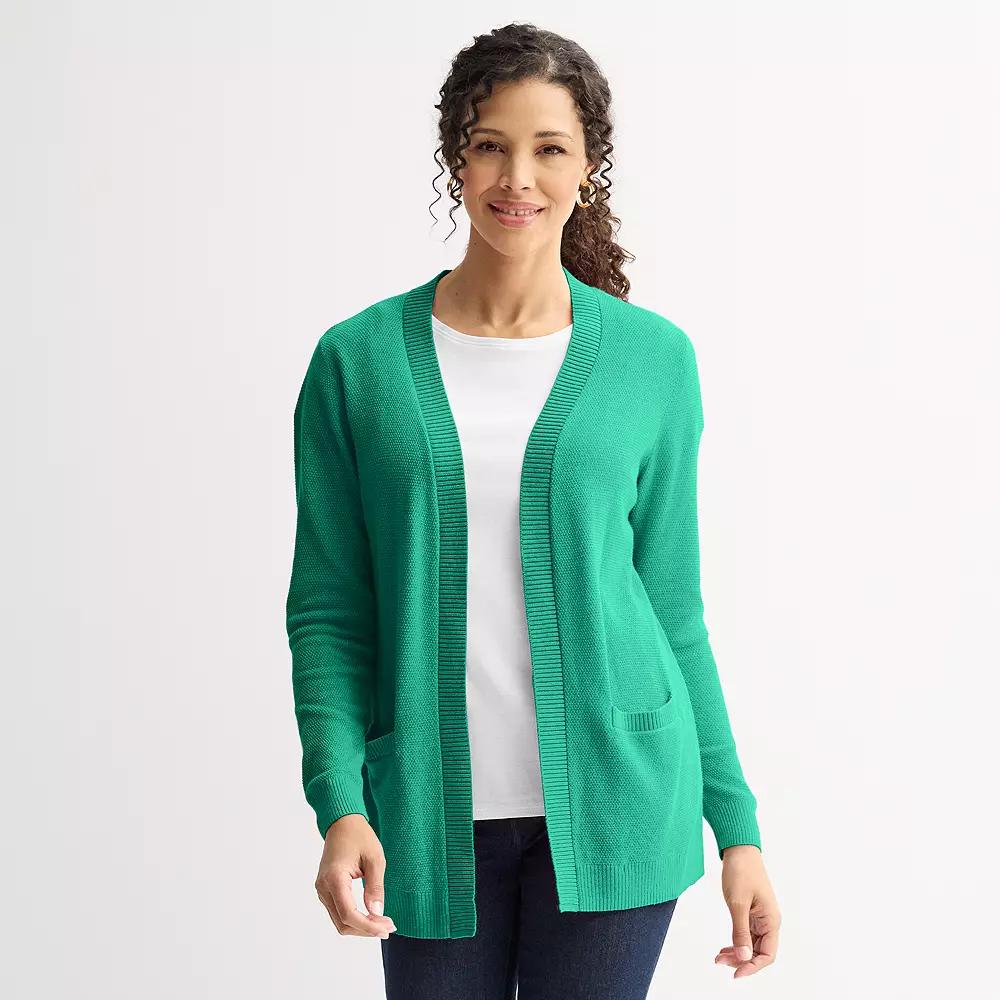 Women's Croft & Barrow® Pocket Cardigan, Size: XS, Greenway Product Image