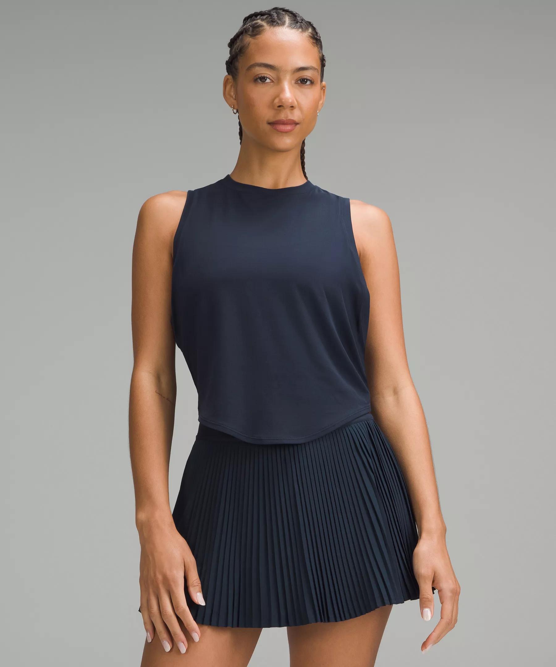 Soft-Knit Crewneck Cropped Tank Top Product Image