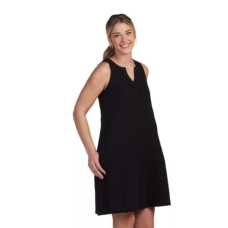 Women's Miss Elaine Essentials Crinkle Gauze Sleeveless Notch Neck Short Nightgown, Size: Large, Pink Product Image