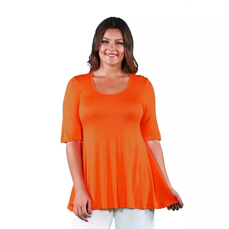 Plus Size 24Seven Comfort Apparel Elbow Swing Tunic Top, Womens Green Product Image