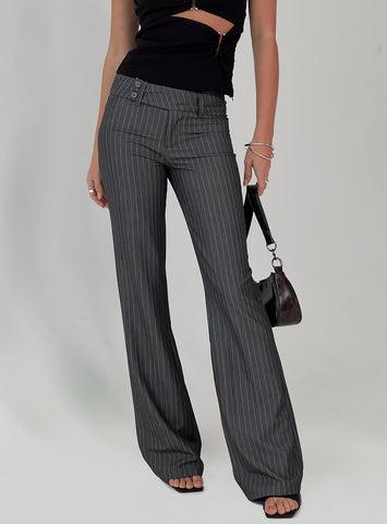 Kinkirk Flared Pants Grey Pinstripe Tall Product Image